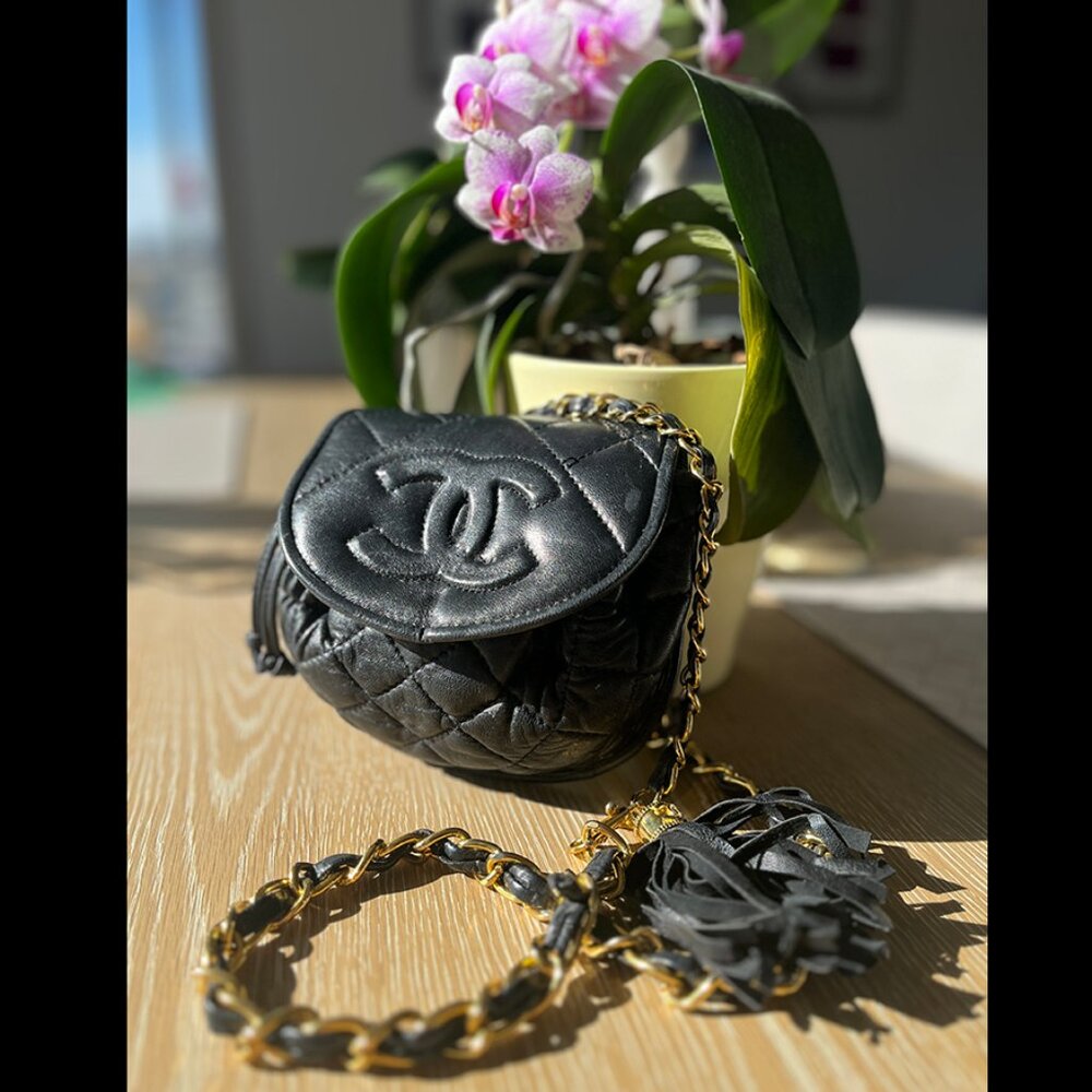 Vintage 80's Designer-Look Waist Size Quilted Leather Belt Bag or Crossbody Bag